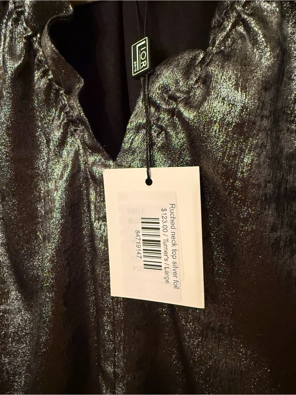 Nwt Lior Paris Blossom Silver Foil Metallic Large Blouse - Picture 2 of 6